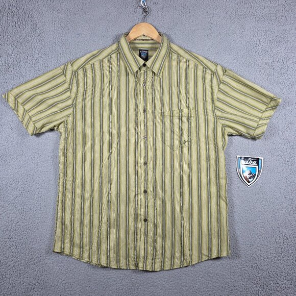 Kuhl Shirt Mens Size XL Strike Green Striped Eluxer Button Down Lightweight NWT - Picture 1 of 11